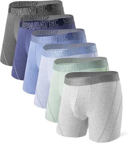 Vista 7 de Separatec Ropa interior para hombre con doble bolsa, calzoncillos tipo bóxer que absorben la humedad, rayón de bambú, transpirable, refrescante 1