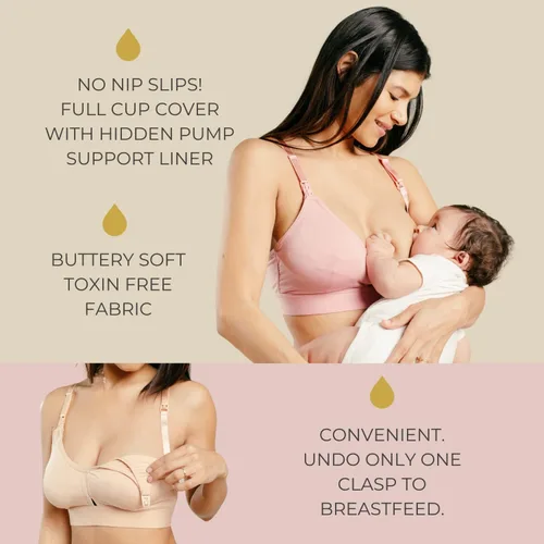 Vista 4 de Simple Wishes Supermom - Brasier de extracción y lactancia en uno, ajustable, manos libres, brasier de extractor de leche de maternidad
