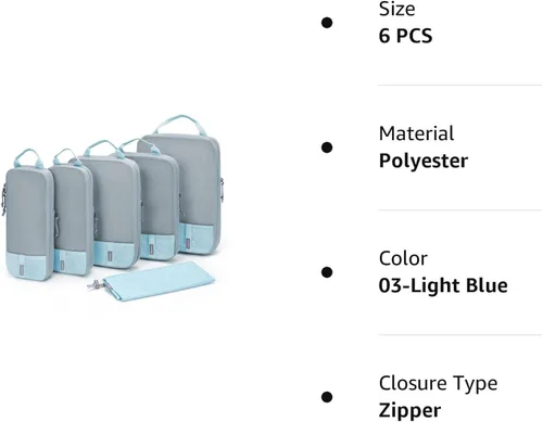 Vista 7 de Compression Packing Cubes for Suitcases, BAGSMART 6 Set4 Set2 Set Travel Organizer Cubes for Travel Essentials, Expandable Luggage Suitcase