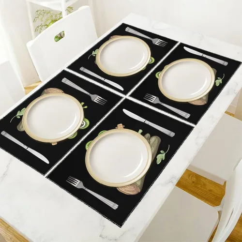 Vista 5 de Frog Playing Banjo On Log Placemats Set of 6 Resistant Table Mats Washable Place Mats for Dinner Party Table Decoration