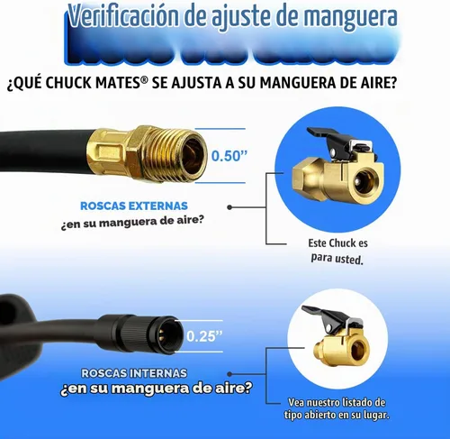 Vista 3 de Chuck Mates Premium - Portabrocas inflador de neumáticos NPT de conexión rápida de 1/4 pulgadas con SimpleSeal, tipo cerrado (paquete de 1)