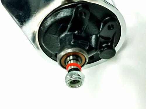 Vista 3 de Pirate Mfg Bomba de dirección asistida con polea de doble ranura, estilo Saginaw cromado, compatible con Chevy BBC SBC