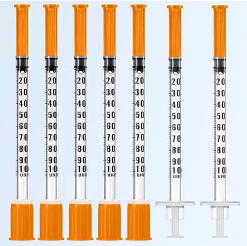 Vista 7 de Jeringa de 1ml 31G 5/16 pulgadas 8mm, Jeringas de Laboratorio Envueltas Individualmente, Paquete de 100