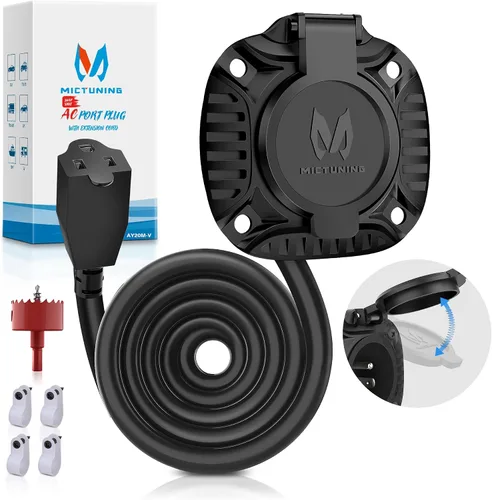 Vista 13 de MICTUNING Enchufe de puerto de CA de 20 A 125 V con adaptador de hoja en T 5 en 1, enchufe de entrada de alimentación de alta resistencia de 12 AWG
