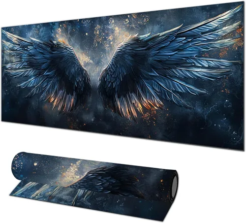 Vista 14 de HOMETITUTE Alfombrilla para mouse de 31.5 x 11.8 pulgadas, con bandera estadounidense, floral, XL, grande, extendida, para teclado, computadora