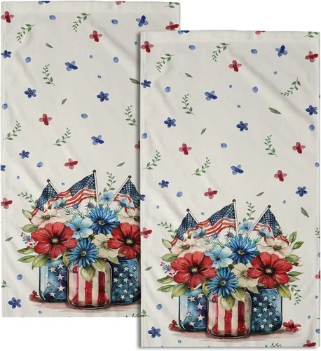 Vista 43 de Giwawa Juego de 2 toallas de mano con diseño de camión americano del 4 de julio, toallas de baño para el Día de la Independencia, suaves