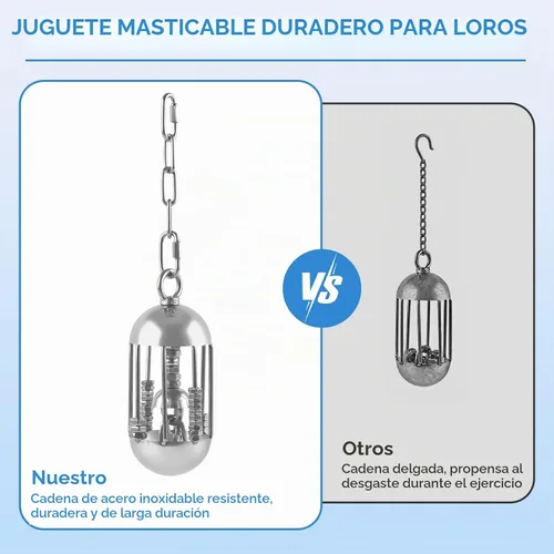 Vista 5 de DBNESS Juguetes para pájaros de acero inoxidable, cadena desmontable de alta resistencia, para masticar loro de metal duradero, juguete