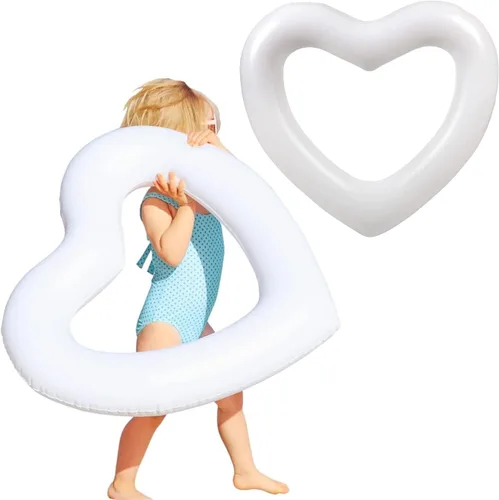 Vista 8 de LOTELI - Flotadores de piscina con forma de corazón originales para adultos, más gruesos y fuertes, flotadores inflables grandes para fiestas