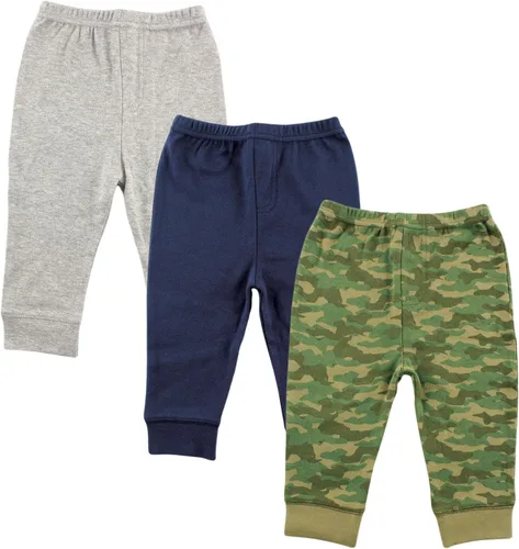 Vista 5 de Luvable Friends Pantalones de algodón para bebé niño Rayas negras paquete de 4