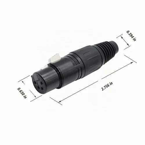 Vista 4 de Conector de cable XLR de 4 pines XLR de 4 pines, conector hembra de conector de micrófono, conector de cable de micrófono, conector de audio, negro