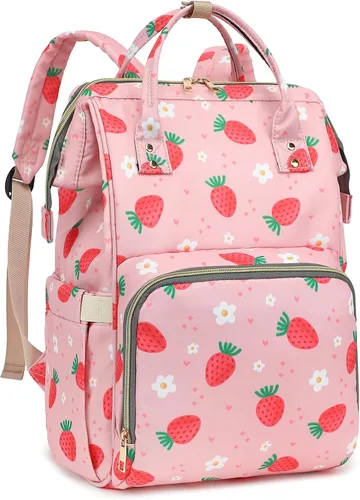 Vista 13 de Mochila para pañales de bebé con diseño de mariposa para niñas y niños, impermeable, grande, para mamá