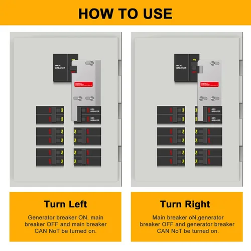 Vista 5 de Kit de bloqueo de generador compatible con interruptor principal vertical cuadrado D de 150 o 200 amperios, espaciado de 3 1/4 a 4 pulgadas entre