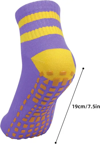 Vista 2 de Klmnop 4 pares de calcetines de yoga antideslizantes con agarres para pilates, ballet, barras, descalzos, calcetines antideslizantes para hospitales
