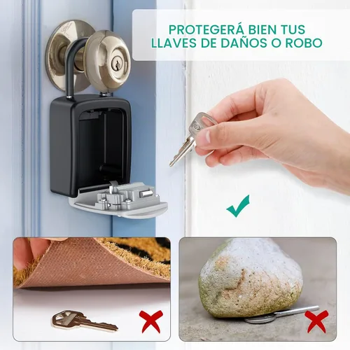 Vista 2 de ORIA Caja de bloqueo de llaves, caja de seguridad para llaves, combinación de 4 dígitos, caja de bloqueo de almacenamiento de llaves impermeable