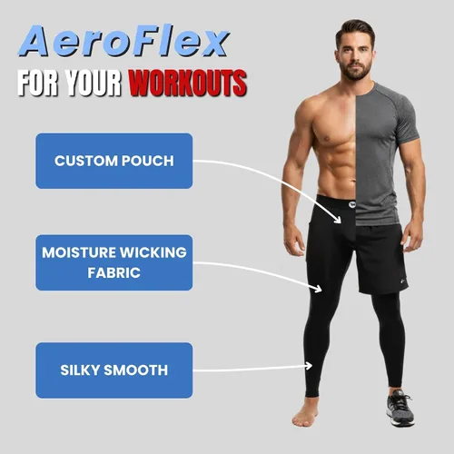 Vista 5 de RM Real Men ABCD Pouch Compression Pants - 1, 2 and 3 Pack, Mens Leggings, Yoga Pants, Tights, Base Layer Men Cold Weather