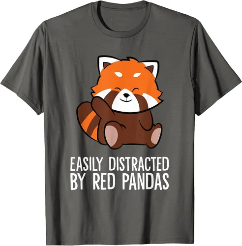 Vista 6 de Red Panda Love Easily Distracted By Red Pandas T-Shirt Asphalt Grey