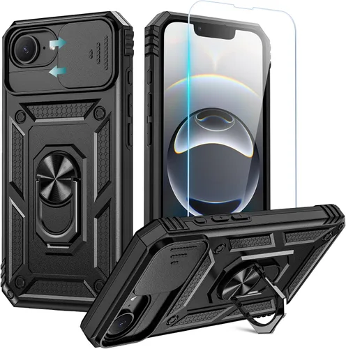 Vista 9 de Goton Funda para iPhone 14 Plus con Protector de Pantalla - Funda con Cubierta Deslizante para Cámara con Soporte de Anillo, Resistente de Grado