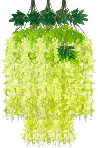 Vista 76 de Paquete de 5 guirnaldas de flores colgantes de glicina rosa, enredaderas de flores artificiales de 3.77 pies, glicinia falsa, guirnalda colgante