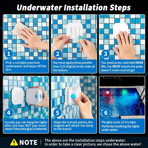 Vista 3 de Homly Luces sumergibles recargables para piscina con control remoto, carga subacuática impermeable, funciona con pilas, 16 luces LED que cambian
