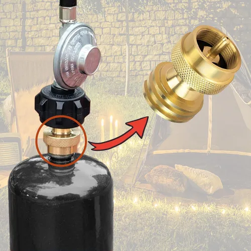 Vista 4 de Adaptador de tanque de propano de 1 libra, Convertidor de 20 lb a 1 libra, Conecte tanques de propano pequeños cuando se agotaron 20 libras, Latón