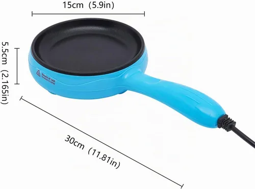 Vista 7 de CNCEST Sartén eléctrica de 6 pulgadas, sartén eléctrica antiadherente, mini sartén azul (azul)