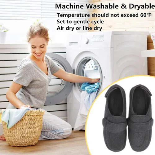 Vista 6 de Zapatillas de recuperación de diabéticos de ancho extra ancho para hombre, cierres ajustables, pies hinchados, artritis, edema y calzado ortopédico