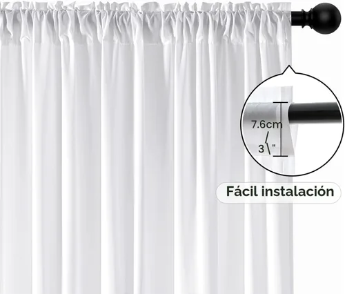 Vista 5 de MIULEE White Privacy Sheer Curtains 2 Panels 42W x 96L Blanco