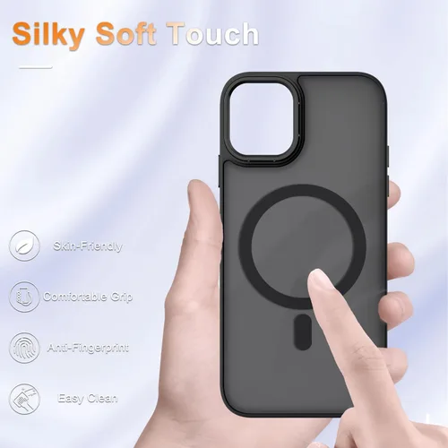 Vista 4 de YENAPOON Funda magnética mate para iPhone 11 con 1 protector de pantalla, compatible con Magsafe, translúcida esmerilada, delgada, a prueba