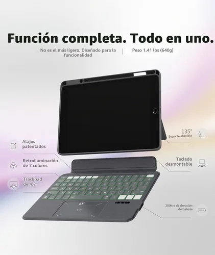Vista 2 de Funda con teclado EIP Magnetix para iPad 10.2 7ª/8ª/9ª generación y iPad Air 10.5