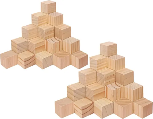 Vista 8 de 200 cubos cuadrados de madera maciza para manualidades, cubo de madera sin terminar de 1 pulgada, bloques de madera para manualidades, cubo