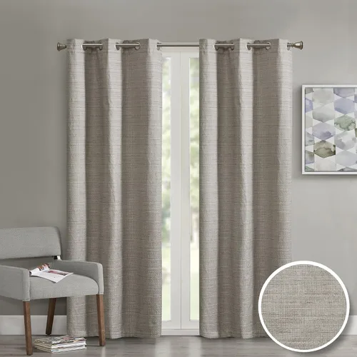 Vista 11 de Comfort Spaces - Juego de 2 paneles de cortina de tela de ramio para ventana Gris