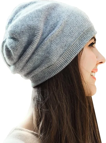 Vista 21 de WaySoft Gorro de cachemira 100% para mujer en una caja de regalo, gorro de gran tamaño para mujer