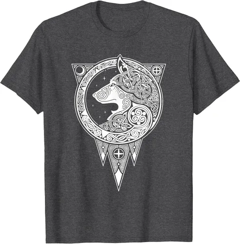 Vista 7 de Viking Fenris Wolf - Camiseta de mitología nórdica con símbolo de Fenrir Asphalt Grey