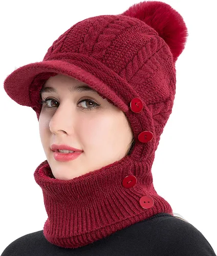 Vista 57 de HUAMULAN Gorro de invierno de una pieza para mujer, pasamontañas de forro polar, pasamontañas, máscara facial, bufanda, orejeras, esquí, nieve