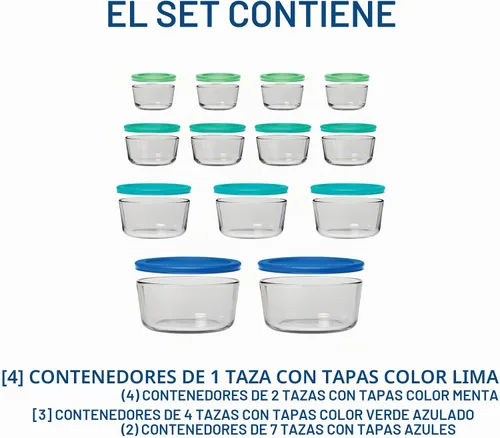 Vista 7 de Anchor Hocking - Juego de 26 piezas de recipientes de vidrio para almacenamiento con tapas