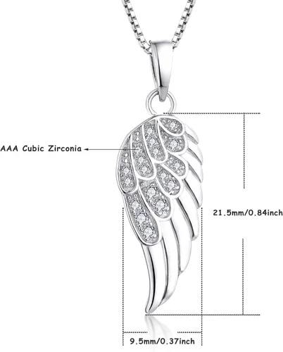 Vista 6 de STARCHENIE Collar con colgante de ala de ángel de plata de ley 925 para mujer circonita cúbica cadena de 180in