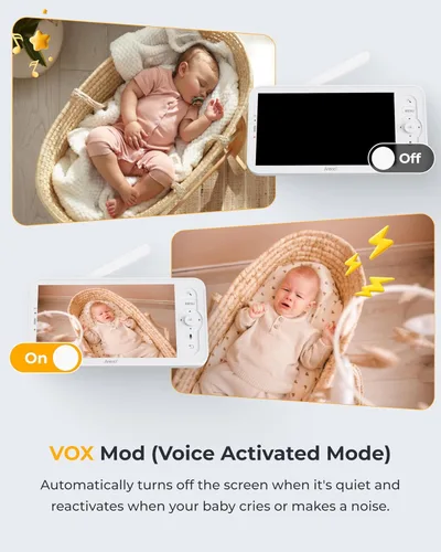 Vista 9 de ARENTI Monitor de bebé de 4MP con 2 cámaras, monitor de bebé de video de pantalla de 5 pulgadas, WiFi de doble banda 2.4G/5G con aplicación, vista