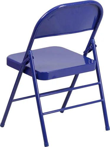 Vista 8 de EMMA + OLIVER Silla plegable de metal triple con refuerzo, 2 unidades Azul cobalto