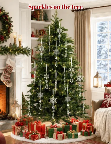 Vista 6 de 23 adornos navideños de cristal, copos de nieve, decoración