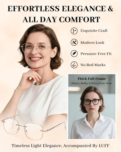 Vista 3 de LUFF Rimless Reading Glasses for Women Blue Light Blocking