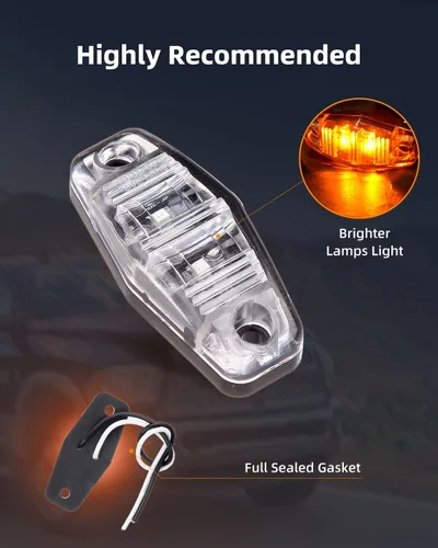 Vista 3 de 4x 2.5" luces LED ámbar para camión y remolque, luces ovaladas para parachoques laterales, impermeables, selladas, montadas en superficie