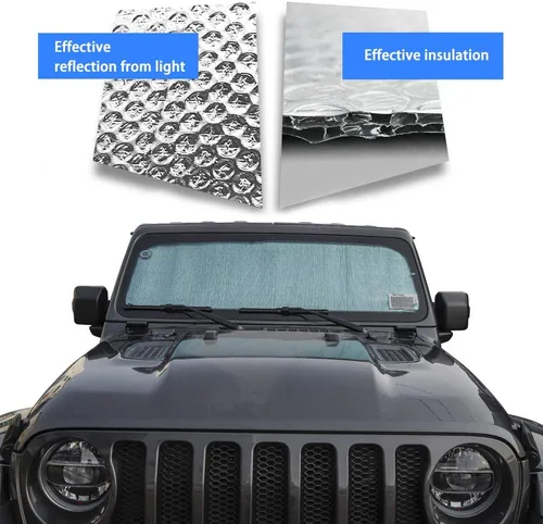 Vista 3 de Parasol para parabrisas protector térmico para Jeep Wrangler Rubicon Sahara 2018-2024 JL JLU 2/4 puertas y Gladiator JT (plateado)
