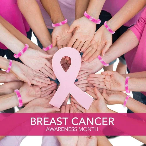 Vista 3 de Omgouue 48 unids pulseras de concienciación sobre el cáncer de mama cinta rosa camuflaje silicona ganar para fiesta rosa suministros favores
