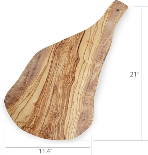Vista 4 de Forest Decor Tabla de servir de madera de olivo, tabla de quesos de madera, tabla de servir con asa, tabla de charcutería de cocina tallada a mano