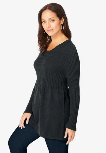 Vista 4 de Jessica London Suéter tipo túnica de muñeca de bebé acanalado de talla grande para mujer