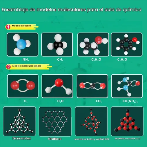 Vista 4 de EXBEPE Kit de modelo molecular de química 452 piezas con C60, conjunto de ciencia educativa Aprendizaje Química Átomos, Vínculos y Estructuras