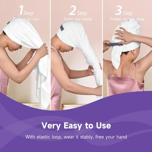 Vista 2 de Umisleep Toalla de pelo extra grande de microfibra para mujer, cabello largo, rizado y grueso, toalla de pelo súper suave antiencrespamiento