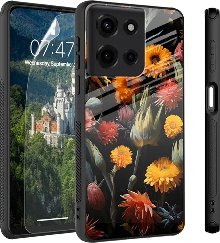 Vista 67 de Funda para Motorola Moto Edge 2022, cubierta trasera de vidrio templado con protector de pantalla, funda protectora a prueba de golpes para Motorola