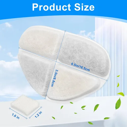 Vista 6 de Paquete de 12 filtros y 12 esponjas de bomba de agua para perros, compatible con fuente de perro FEELNEEDY de 7L/1.8 galones (FN-W05), 12+12 filtros