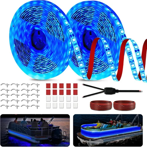 Vista 9 de Tira de luces LED marinas, pontón, lancha, tira de luz LED de 12 V, impermeable, luz interior de cubierta para kayak, barcos Jon, barcos de pesca